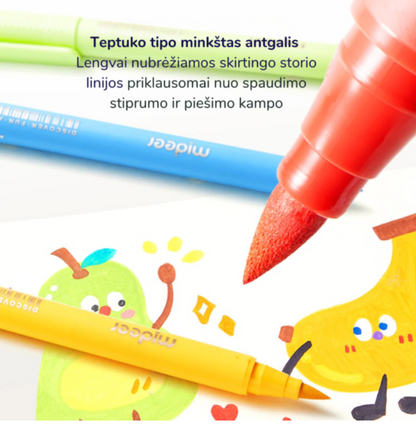Akriliniai markeriai su teptukiniu antgaliu spalvinimo dėkle – 60 spalvų
