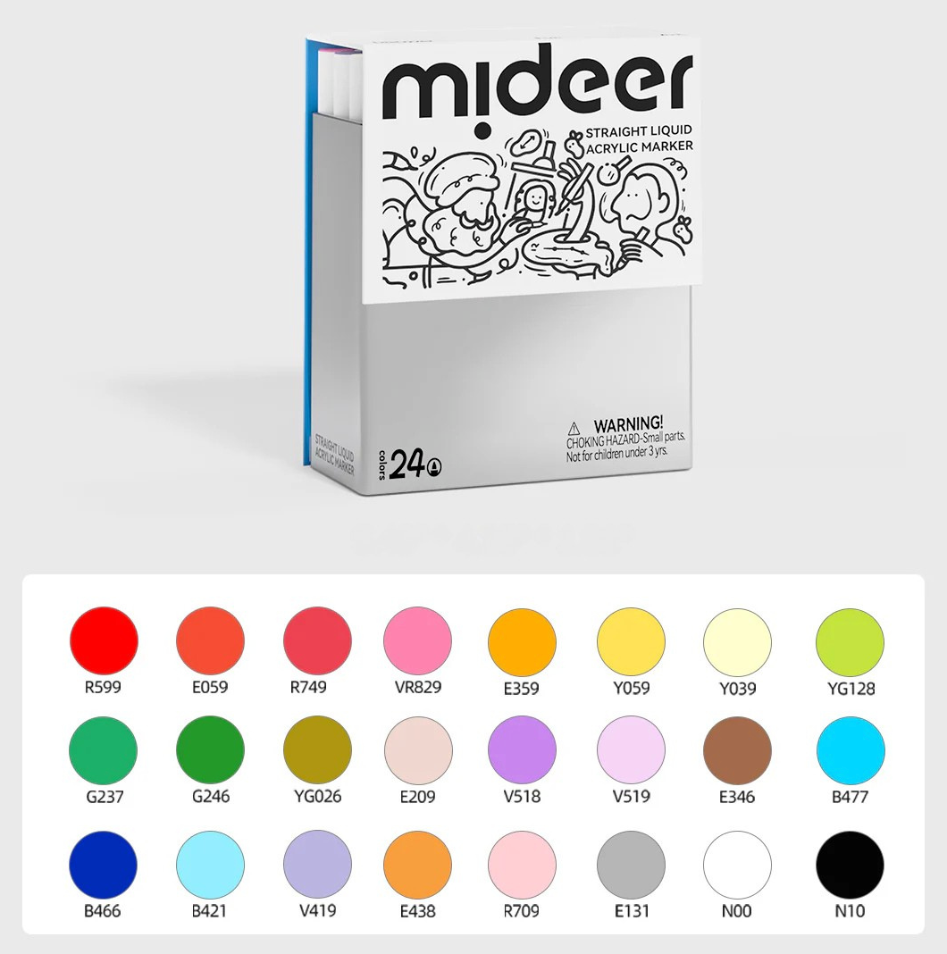 Akriliniai markeriai su skysto rašalo užpildu – 24 spalvos