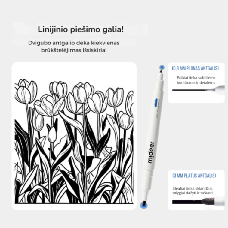 Aliejinis dviejų galų permanentinis žymeklis – 3vnt.