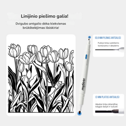 Aliejinis dviejų galų permanentinis žymeklis – 3vnt.