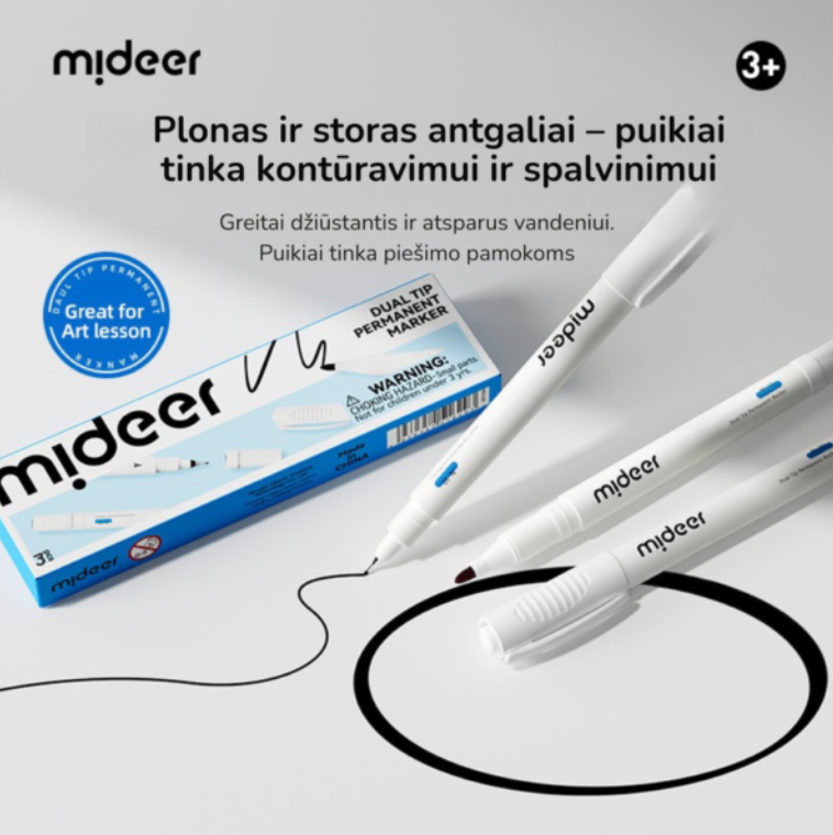 Aliejinis dviejų galų permanentinis žymeklis – 3vnt.