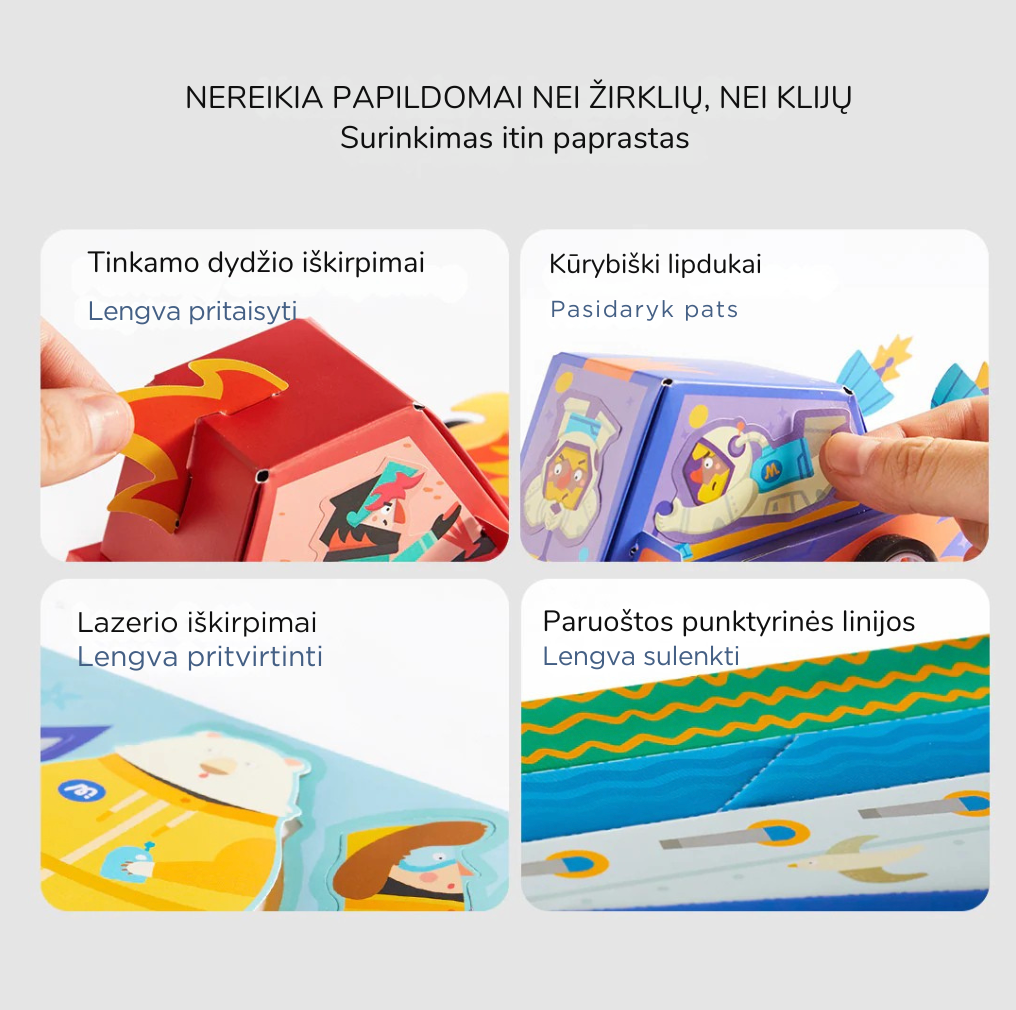 Popieriaus rankdarbių rinkinys – Automobiliai