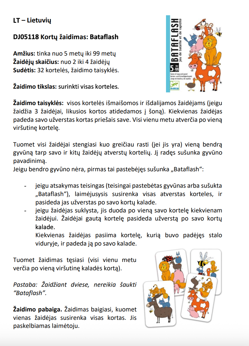 Kortų žaidimas „Bataflash“