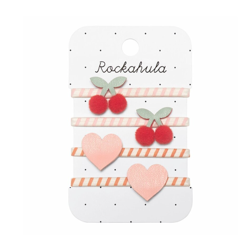 Rockahula Kids plaukų gumytės „Stripy Cherry“, 4 vnt.