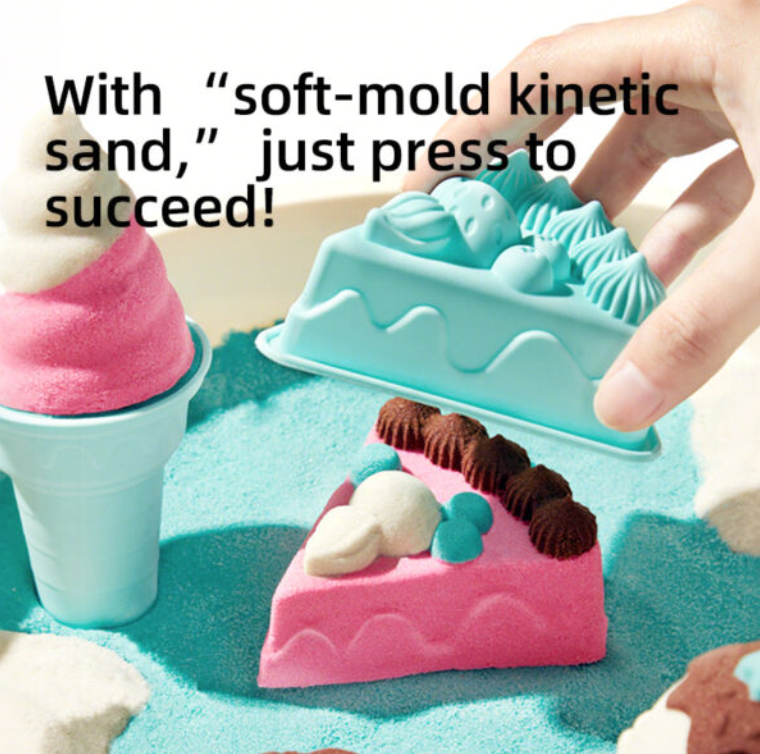 KINETINIO SMĖLIO ŽAIDIMŲ RINKINYS – DESERTŲ KLUBAS