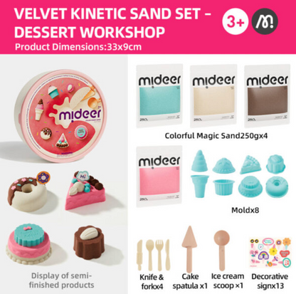 KINETINIO SMĖLIO ŽAIDIMŲ RINKINYS – DESERTŲ KLUBAS