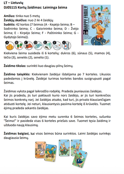 Kortų žaidimas „Laiminga šeima“