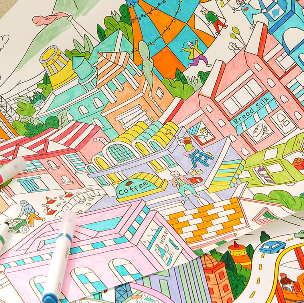 Milžiniškas spalvinimo rulonas Miestas