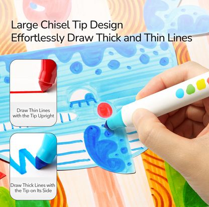 Nuplaunami markeriai flomasteriai – 12 Spalvų