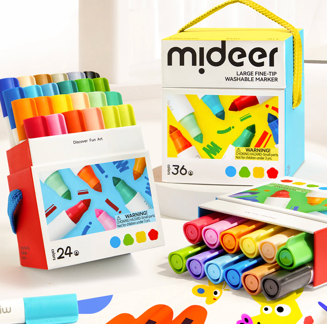 Nuplaunami markeriai flomasteriai – 12 Spalvų