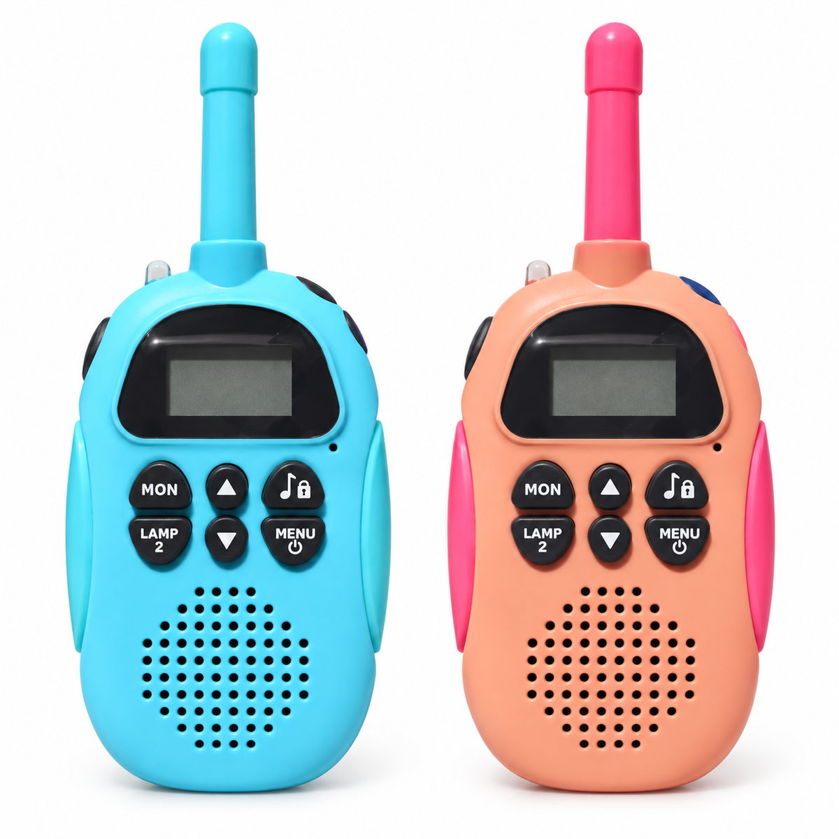 Žydra ir persikinė su rožinėmis detalėmis DJ100 racijos baltame fone