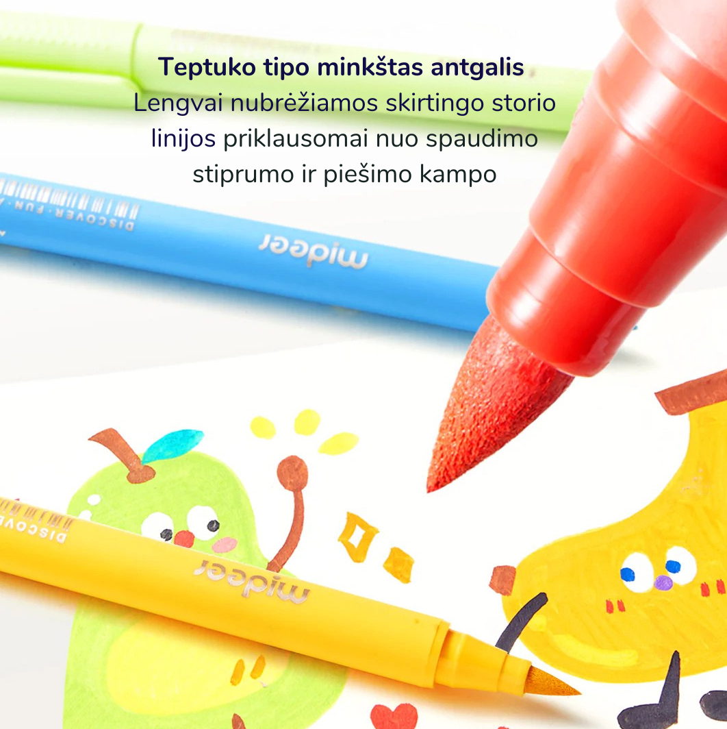 Akriliniai markeriai su teptukiniu antgaliu spalvinimo dėkle – 36 spalvos