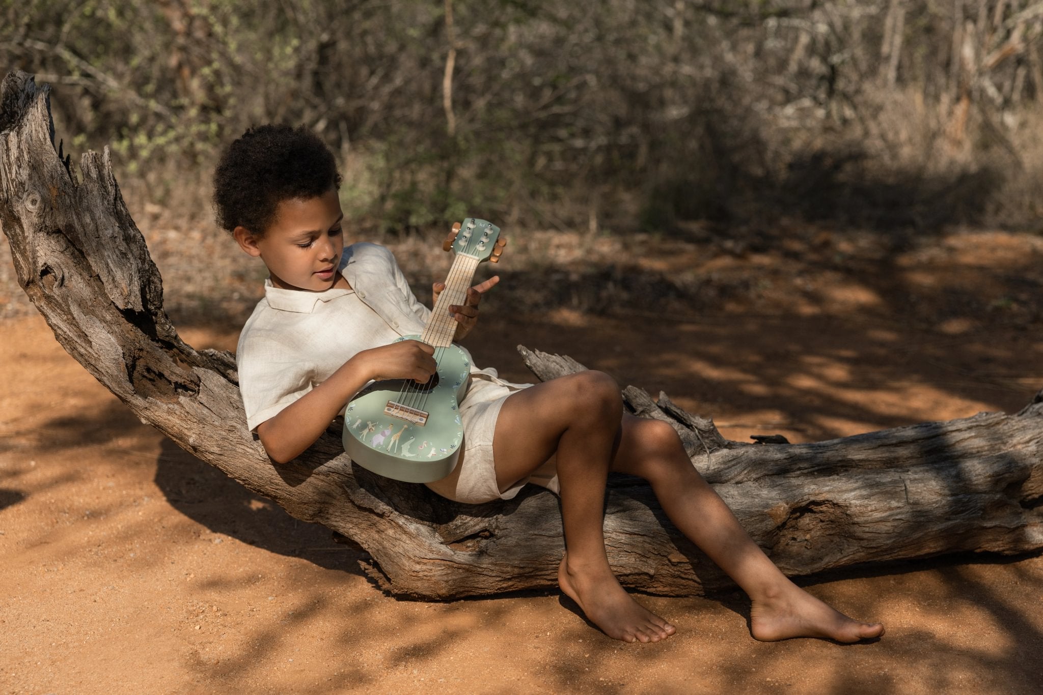 Little Dutch medinė gitara „Safari Friends Green“ FSC