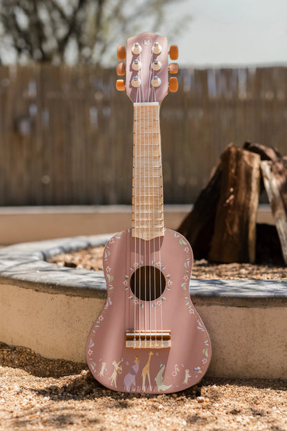Little Dutch medinė gitara „Safari Friends Pink“
