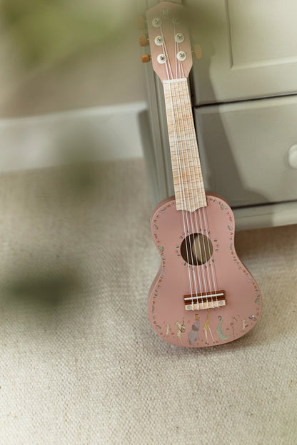 Little Dutch medinė gitara „Safari Friends Pink“