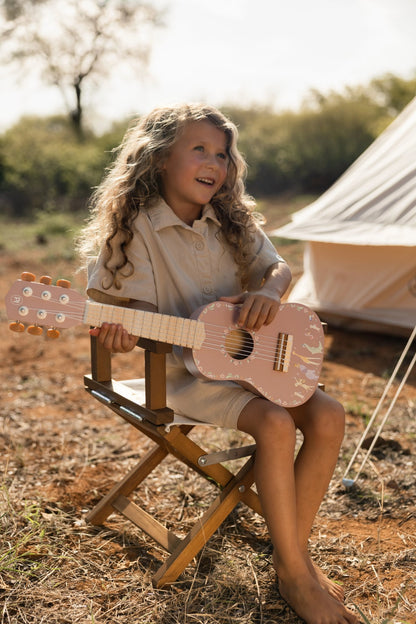 Little Dutch medinė gitara „Safari Friends Pink“