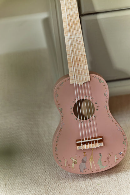 Little Dutch medinė gitara „Safari Friends Pink“